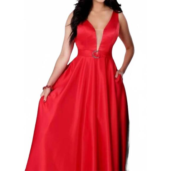NEW KARISHMA CREATIONS satin prom dress in red - Picture 2 of 2